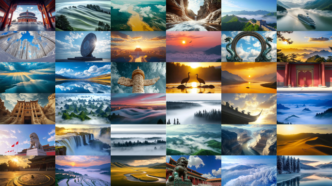 美丽祖国大好河山自然风景中国梦