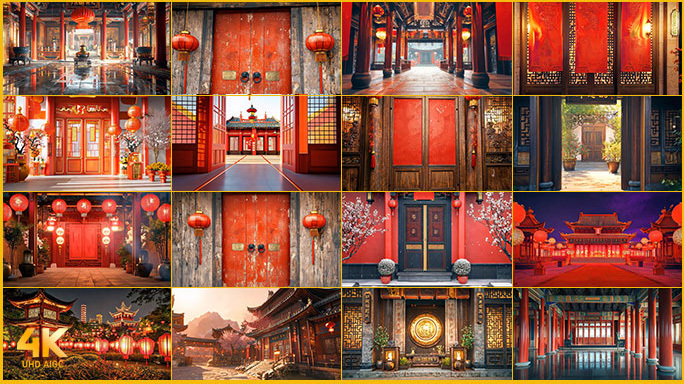 前门 大门 中式国风门窗片头古代家居背景