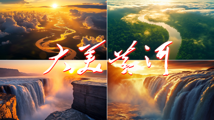 黄河长江壶口瀑布祖国大好河山河流草原风景