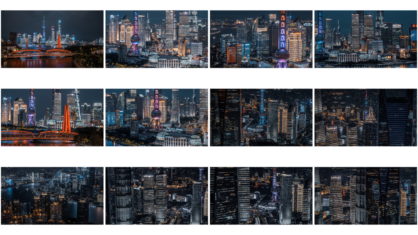 4K上海陆家嘴实拍夜景航拍合集