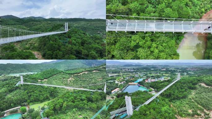 高明盈香生态园玻璃桥航拍素材
