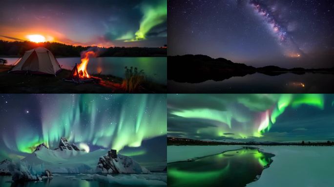 4k极光唯美星空北极极光绚丽极光梦幻星空