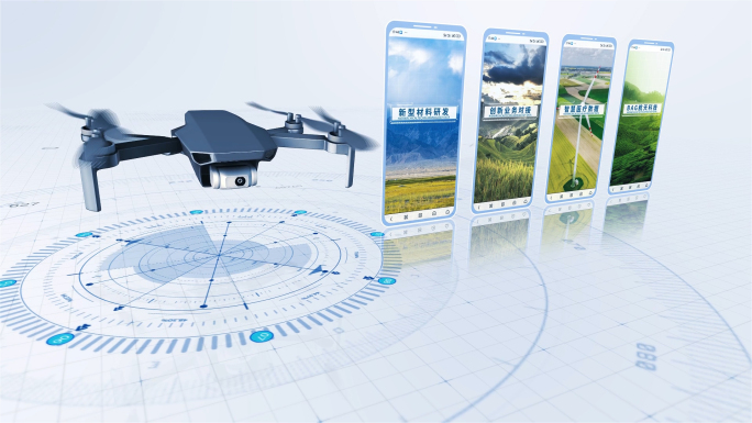简洁科技无人机图片文字分类AE模板