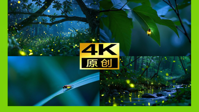 萤火虫森林唯美夏夜秘境浪漫夏天树林夜晚