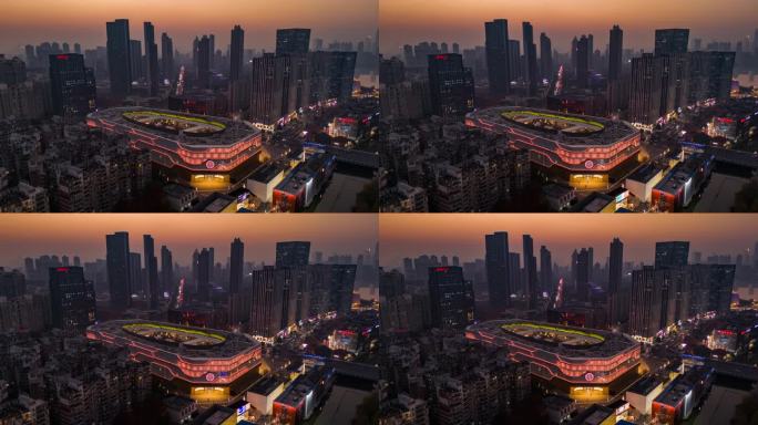 武汉都市商圈夜景灯光秀