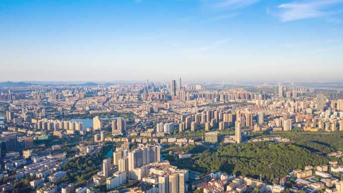 南京河西建邺城市鸟瞰风光航拍延时
