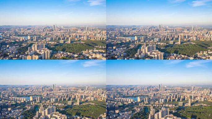 南京河西建邺城市鸟瞰风光航拍延时