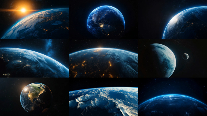 科技写实地球自转宇宙太空星球合集