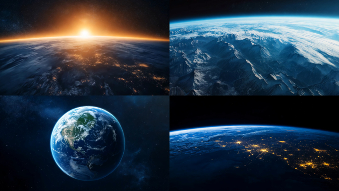 科技写实地球自转宇宙太空星球合集
