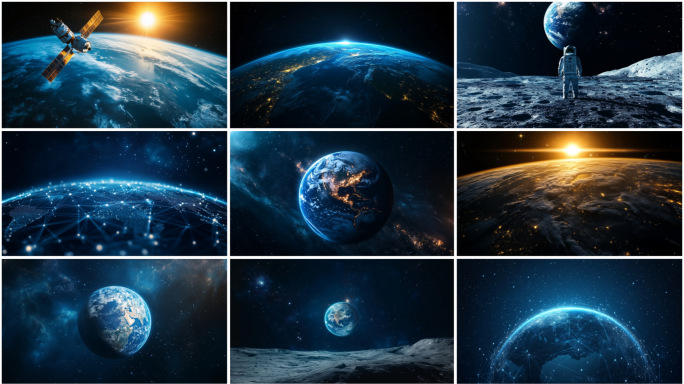 科技地球 地球与卫星的宇宙景象