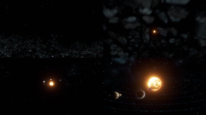 c4d模板4k原创太阳系宇宙运转星系穿梭