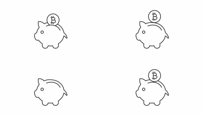动画比特币与储蓄罐图标