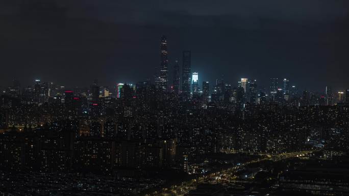 中国现代化城市上海万家灯火天际线夜景经济