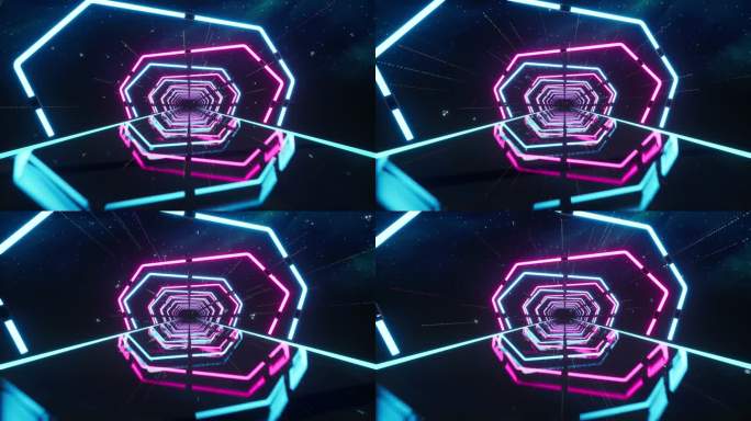赛博朋克霓虹星空隧道穿梭