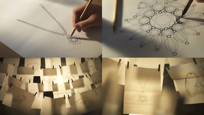 珠宝设计手稿创作过程
