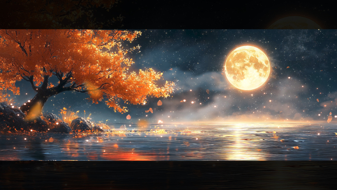 【6K】唯美月亮花瓣夜景 节目背景
