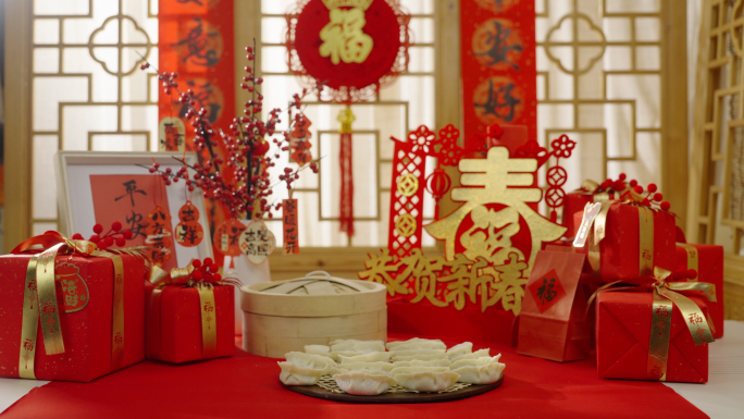 春节传统中国年新年包饺子过大年