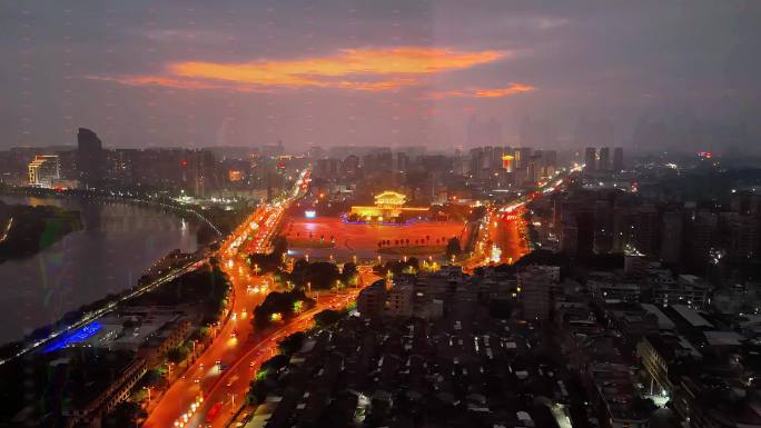 城市地标建筑夜景-揭阳楼夜景