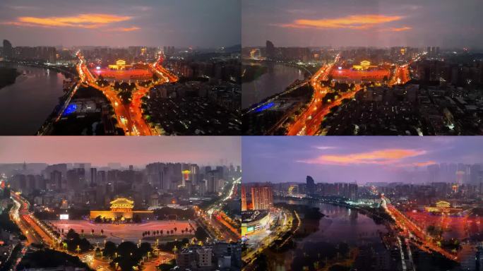 城市地标建筑夜景-揭阳楼夜景