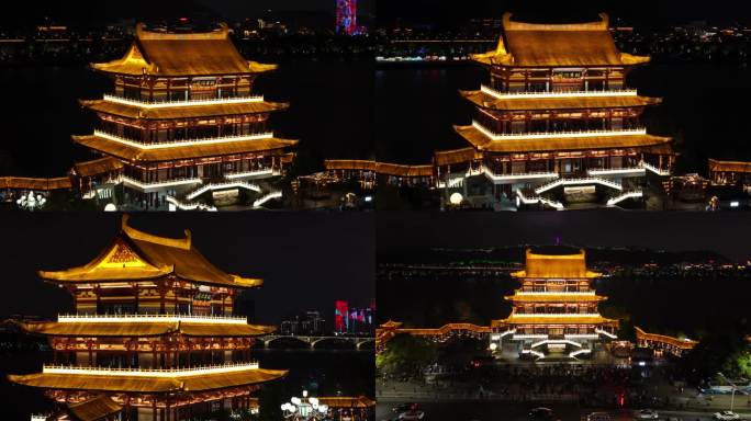 长沙夜景 杜甫江阁灯光秀
