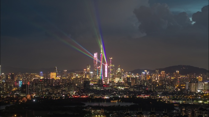 【商用4K】广州珠江新城亮灯夜景空镜