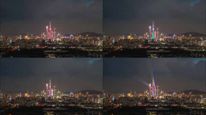 【商用4K】广州珠江新城亮灯夜景空镜