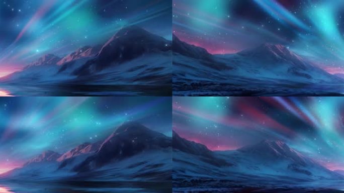 梦幻雪山极光