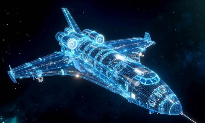 蓝色科技感宇宙飞船