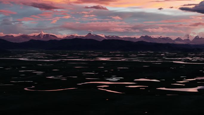 4K湿地日落美景航拍