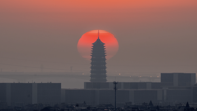 杭州中国水利博物馆日出