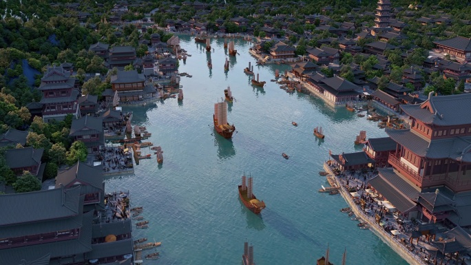 4K 古代码头合集 古建筑 古代河道