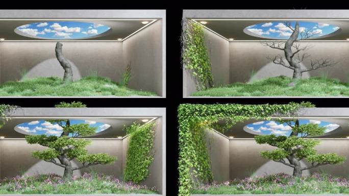 6K裸眼3D树木花海植物藤曼生长（工程）