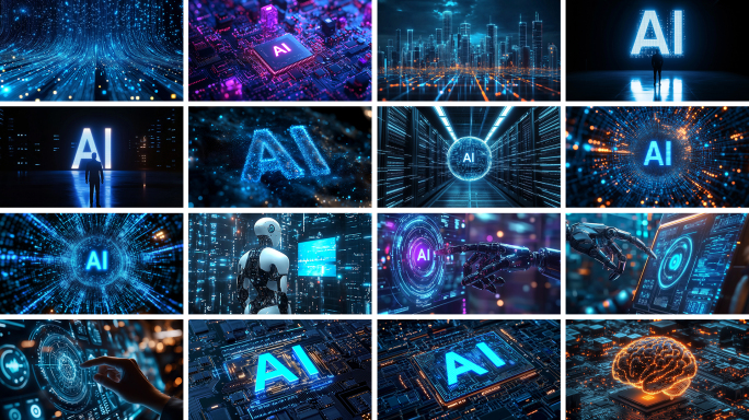AI人工智能科技未来感数据流芯片机器人