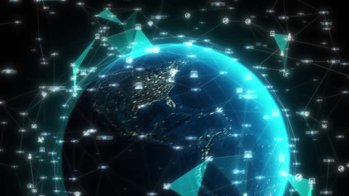 科技地球点线数字环绕