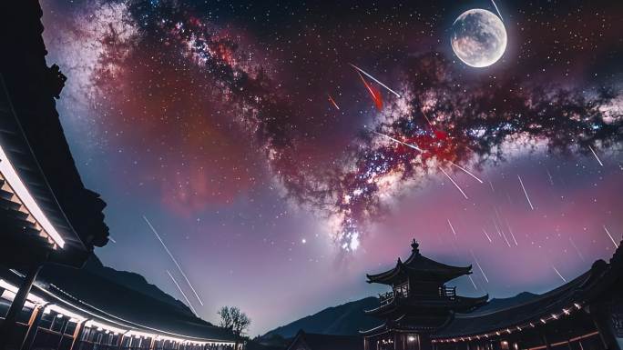 星空下的古建筑之美