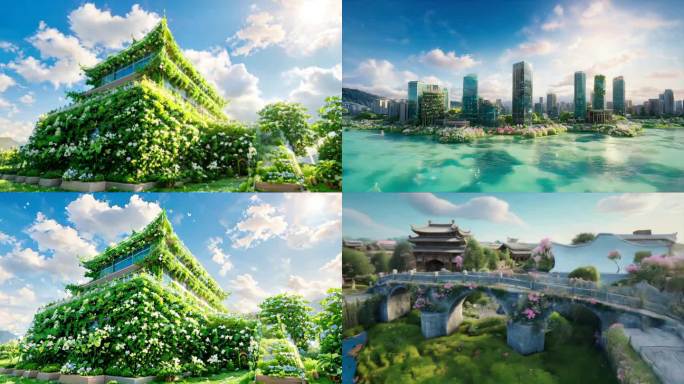 AI福州城市地标万物花开未来城市生态建筑