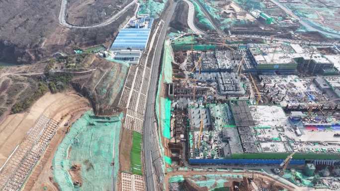 西安东站2025年2月施工建设航拍