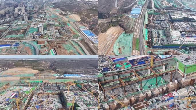 西安东站2025年2月施工建设航拍