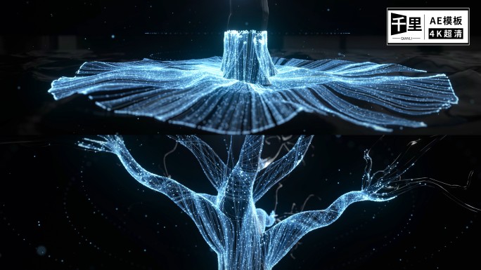 【宽屏】科技粒子树AE模板