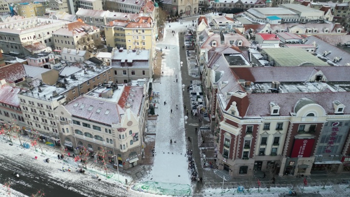 青岛天主教堂雪景航拍