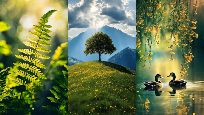 竖版竖屏春天阳光森林风景直播背景合集