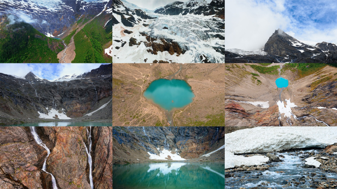 4K梅里雪山雨崩冰湖 多视角航拍与特写