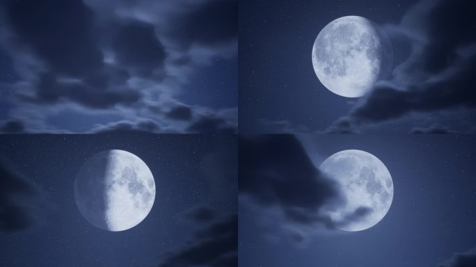 4K夜晚月亮星空延时旋转 月相演变特写