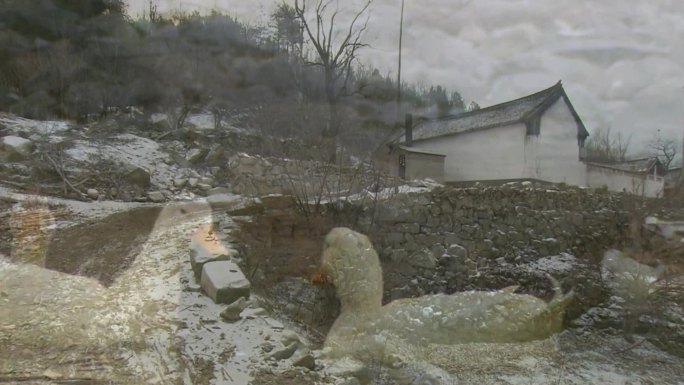 空镜老镜头山村冬季荒凉老屋老房子