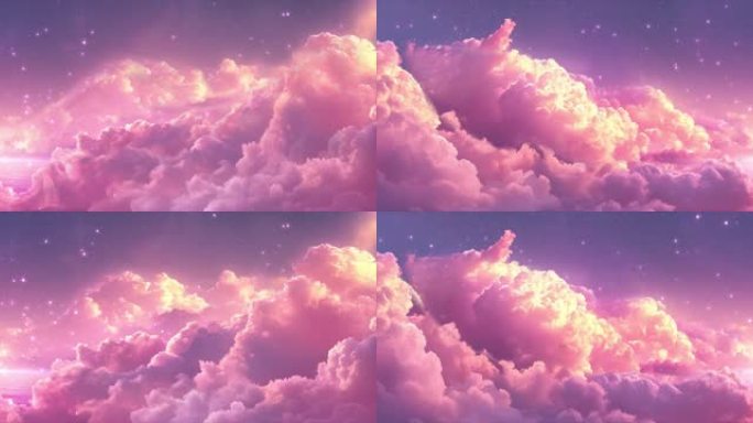 【8k】唯美浪漫粉色云朵星空