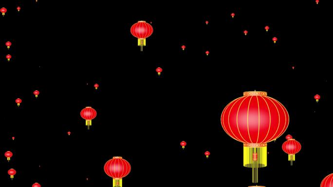 红灯笼上升4k 透明通道