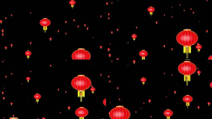 红灯笼上升4k 透明通道
