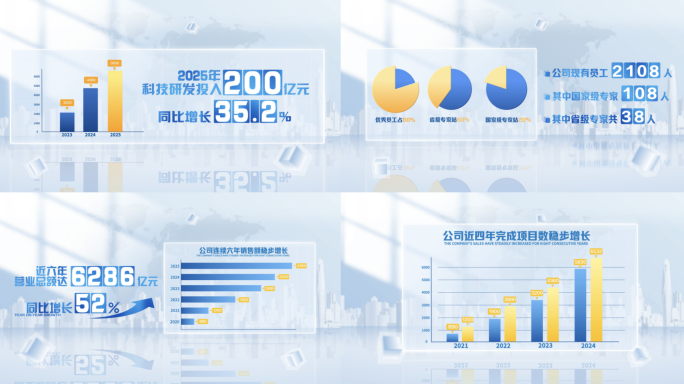 【原创】企业科技简约数据图表ae模版