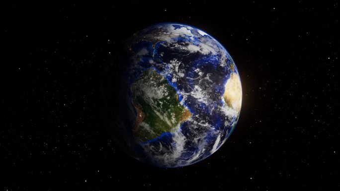 地球在宇宙星空中，昼夜交替，循环动画视频