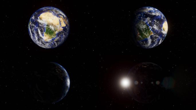 地球在宇宙星空中，昼夜交替，循环动画视频